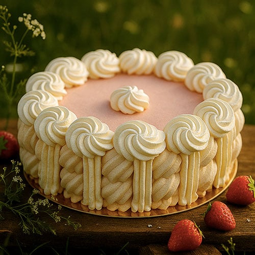 Vacherin meringué Vanille Fraises bio fabriqué à Avessac