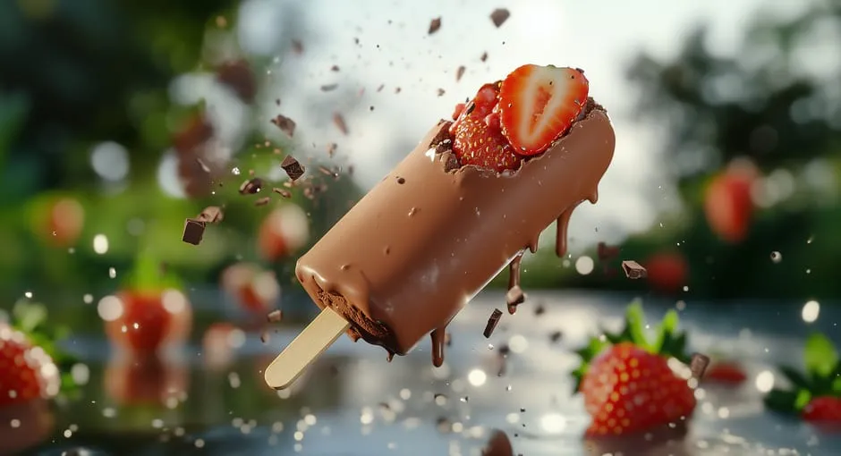 Bâtonnets glacés au chocolat et à la fraise