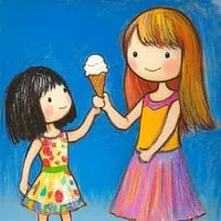 Apprenties toquées goûteuses de glace Deux petites filles qui mangent et partagent de la glace