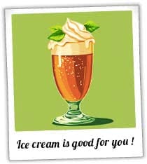 pinte de bière rempli de crème glacée sur fond vert pâle