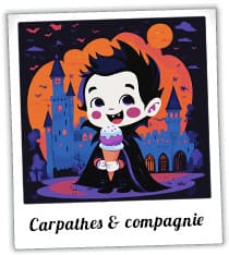 un vampire cartoon souriant en train de manger une crème glacée